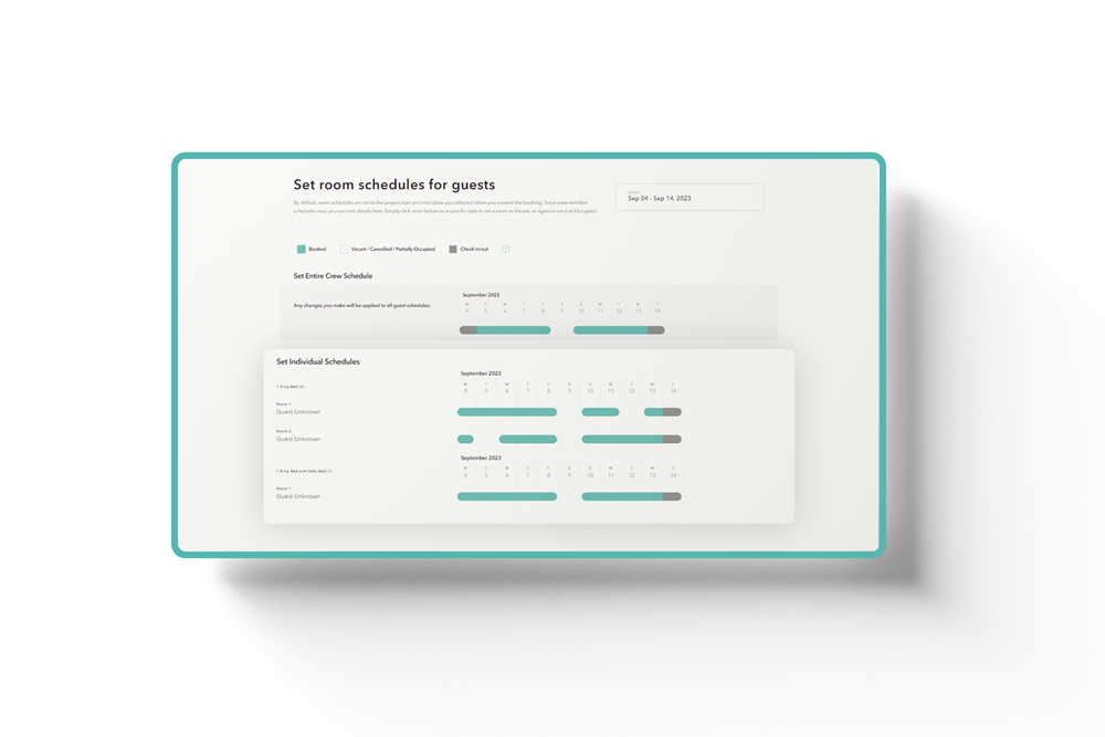 LodgeLink's room schedule page